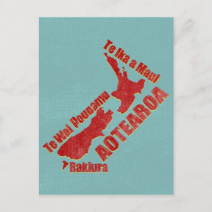 Aotearoa New Zealand Map Briefkaart