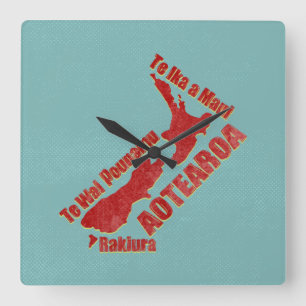 Aotearoa New Zealand Map Vierkante Klok