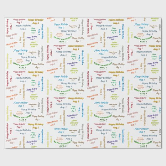 Août 1 Anniversaire Papier cadeau (Plat)