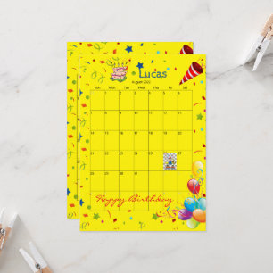 Août 2022 Calendrier Bonne Invitation Anniversaire