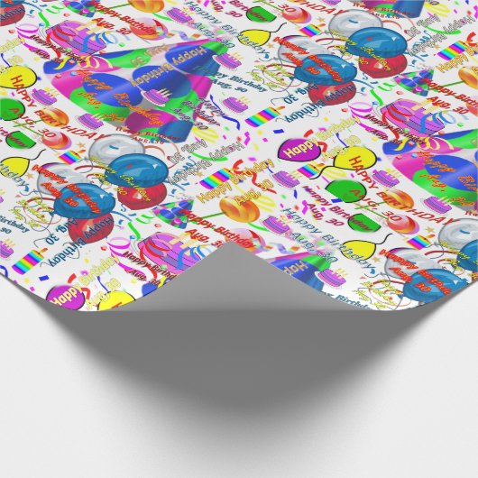 Août, 30 Anniversaire Papier cadeau (Coin)