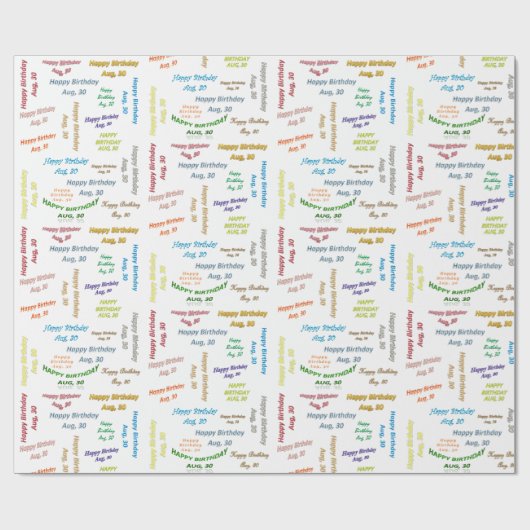 Août, 30 Anniversaire Papier cadeau (Plat)