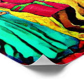 Août Art populaire naïf affiche de la fête d'été (Coin)