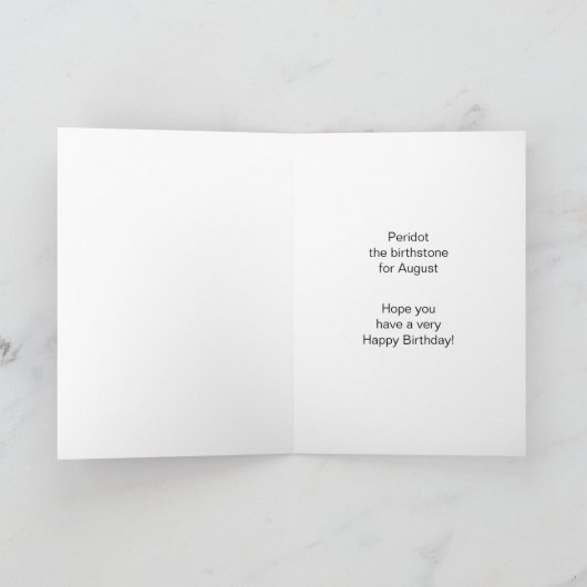 Août Carte d'anniversaire - Peridot (Intérieur)