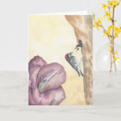 Août ; Carte pliée 5"x7" ; Intérieur vierge (Fleur jaune)