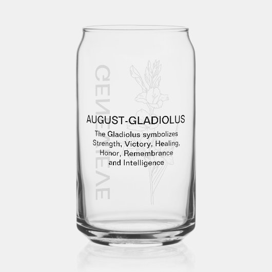 Août Fleur de naissance Gladiolus avec nom personn (Verso)