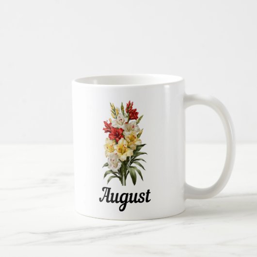 Août Mug Fleur de naissance, Mug Fleur d'anniversa (Droite)