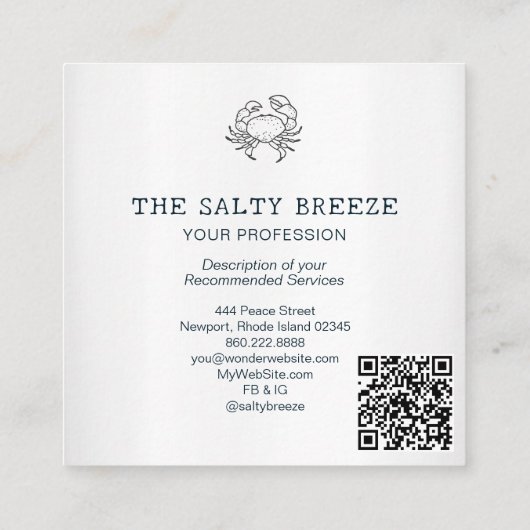 *~* AP13 Nautisch strand Dromerige golven Sparkle Vierkante Visitekaartje (Achterkant)