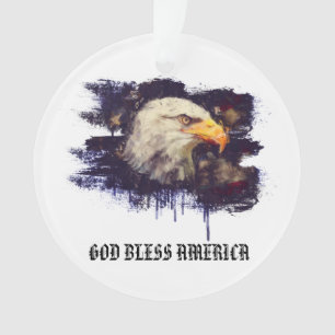 *~* AP16 Flag Patriotic ELEGLE GOD BLESS AMERICA Ornament