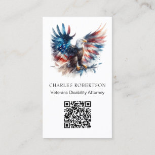 *~* AP16 - QR Foto Amerikaanse vlag kale adelaar Visitekaartje