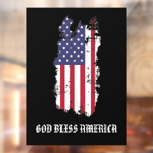 * AP16 USA Flag Grunge Patriotic God Bless America Raamsticker