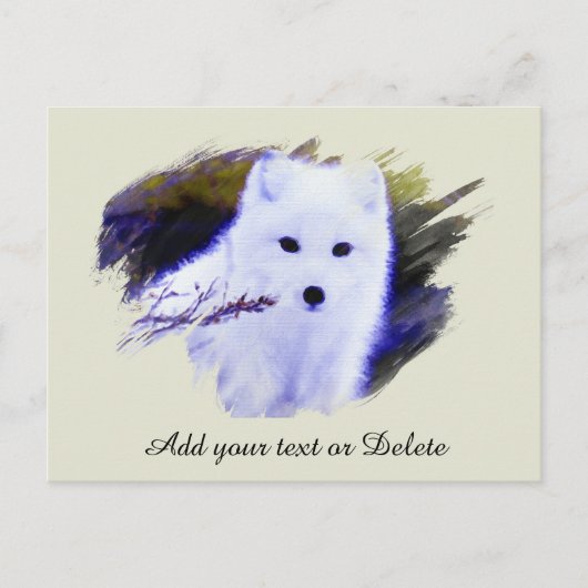 *~* AP18 Polar Twig Fox White Snow Fox Arctic Briefkaart (Voorkant)