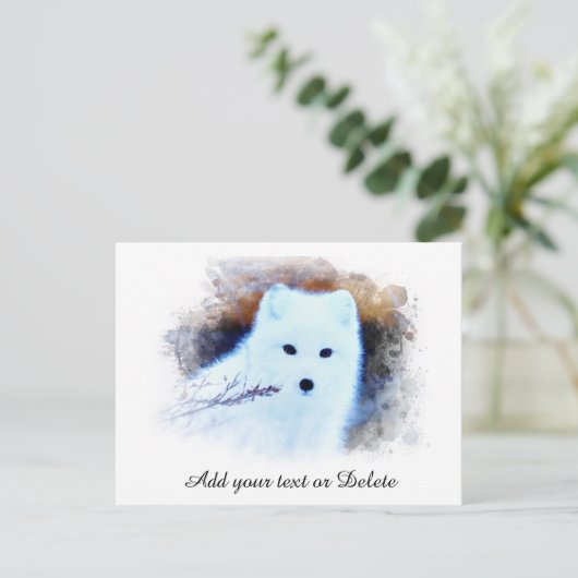 *~* AP18 Trwig Snow Fox White Fox Arctic Polar Briefkaart (Staand voorkant)