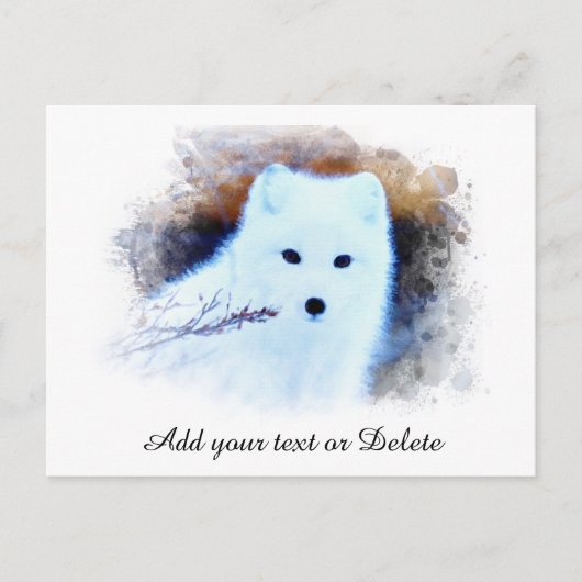 *~* AP18 Trwig Snow Fox White Fox Arctic Polar Briefkaart (Voorkant)