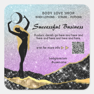 *~* AP24 Rainbow Goddess Inention Spell Ombre Vierkante Sticker