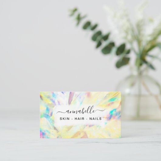 *~* AP26 OPAL Rainbow Crystal Etheral QR Prism Visitekaartje (Staand voorkant)