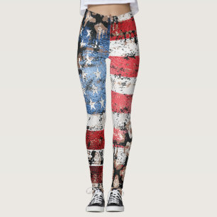 ~* AP27 Grunge USA Flag Leopard Glitter Leggings