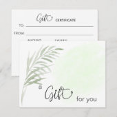 *~* AP29 GIFT-CERTIFICAAT botanisch eenvoudig lef (Voorkant / Achterkant)