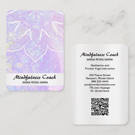 *~* AP2 Pastel Abstracte QR code Mandala Folie Visitekaartje (Voorkant / Achterkant)