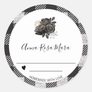 *~* AP30 Buffalo Gingham Gold Black Can Homemade Ronde Sticker