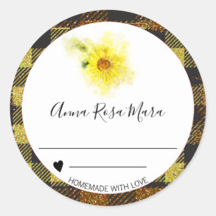 *~* AP30 Canning Buffalo Gingham Homemade Jelly Ronde Sticker