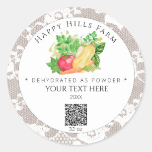 *~* AP30 DEHYDRATED Vegetables QR Logo Jar Ronde Sticker