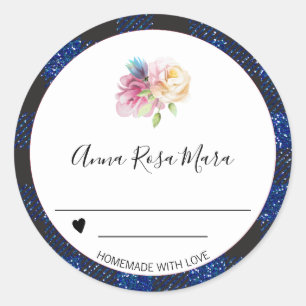 *~* AP30 Glitter Buffalo Gingham Canning Homemade Ronde Sticker