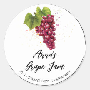 *~* AP30 GRAPE Homemade Jelly Jam PReserves Ronde Sticker