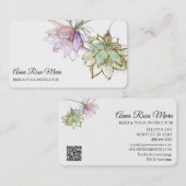 *~* AP32 Roze Lotus Yoga Flower Zen QR Logo Visitekaartje (Voorkant / Achterkant)