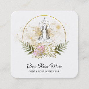 *~* AP32 Roze Lotus Yoga Woman QR Logo Vierkante Visitekaartje