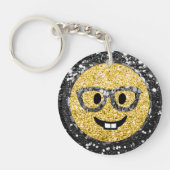 *~* AP40 Intelligente bril Nerd Emoji Glitter Sleutelhanger (Voorkant)