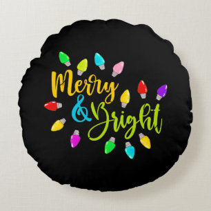 *~* AP44 Fijne, kleurrijke kerstverlichting Rond Kussen