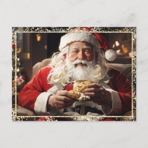 *~* AP44 Kerstmis Santa Cookies FOTO Glitter Feestdagenkaart