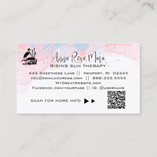 *~* AP46 QR Etheral Beach Marsh Elegant 2 Heron Visitekaartje (Achterkant)