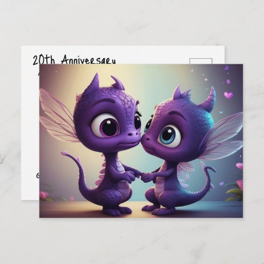 *~* AP48 FOTO Uitnodiging Draak Dino Cartoon Brief (Voorkant / Achterkant)