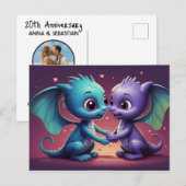 *~* AP48 PHOTO Invitation Dragon Dino Coeurs Carte (Devant / Derrière)