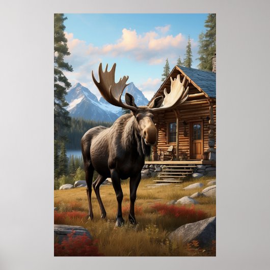 *~* AP49 MOOSE Stream Natuur Cabine Forest Poster (Voorkant)