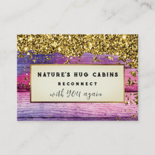 *~* AP49 Rustieke QR Verweerd Hout Glitter Visitekaartje