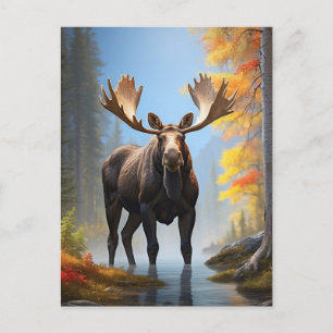*~* AP49 Sterke MOOSE Stream Natuur Forest Briefkaart