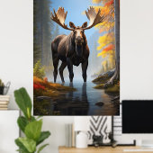*~* AP49 Sterke MOOSE Stream Natuur Forest Poster (Thuiskantoor)