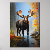 *~* AP49 Sterke MOOSE Stream Natuur Forest Poster (Voorkant)