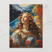 *~* AP50 Fantasy Universum Kosmische Godin Bloem Briefkaart (Voorkant)