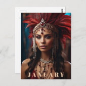 *~* AP53 Boho JANUARI Hoofdadres GARNET Briefkaart (Voorkant / Achterkant)