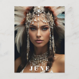 *~ AP53 JUNI Boho VERJAARDAG PARELS Vrouw Briefkaart