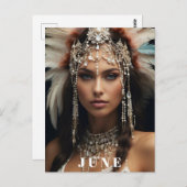 *~ AP53 JUNI Boho VERJAARDAG PARELS Vrouw Briefkaart (Voorkant / Achterkant)