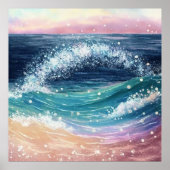 *~* AP60 Glitter Coastal Ocean Sand Beach Wave Zee Poster