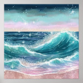 *~* AP60 Sparkle Coastal Ocean Beach Wave Sand Zee Poster (Voorkant)