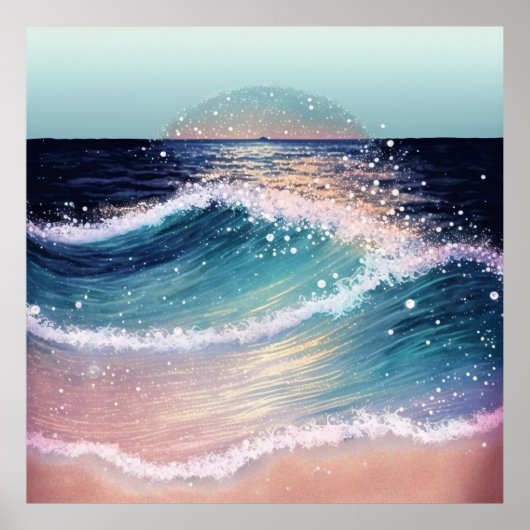 *~* AP60 Zee Glitter Kustoceaan Zand Beach Wave Poster (Voorkant)