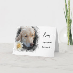 *~ AP61 Bloem Ziek Word beter Treurig Hond Kaart