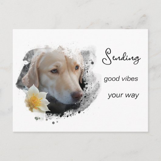 *~* AP61 Goede Vibes Lab Retriever Bloem Briefkaart (Voorkant)